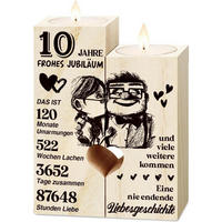 KERZENSTÄNDER Holz 10. Hochzeitstag Geschenk - Braun, Holz (4.5/12/9cm)