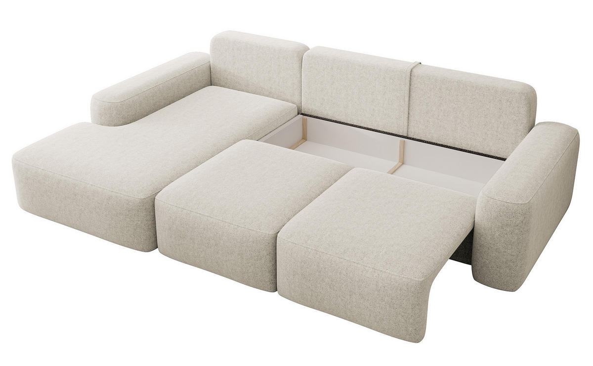 ECKSOFA Carnos Chenille-Bezug in Creme - Creme, Textil (264/162cm) - Selsey