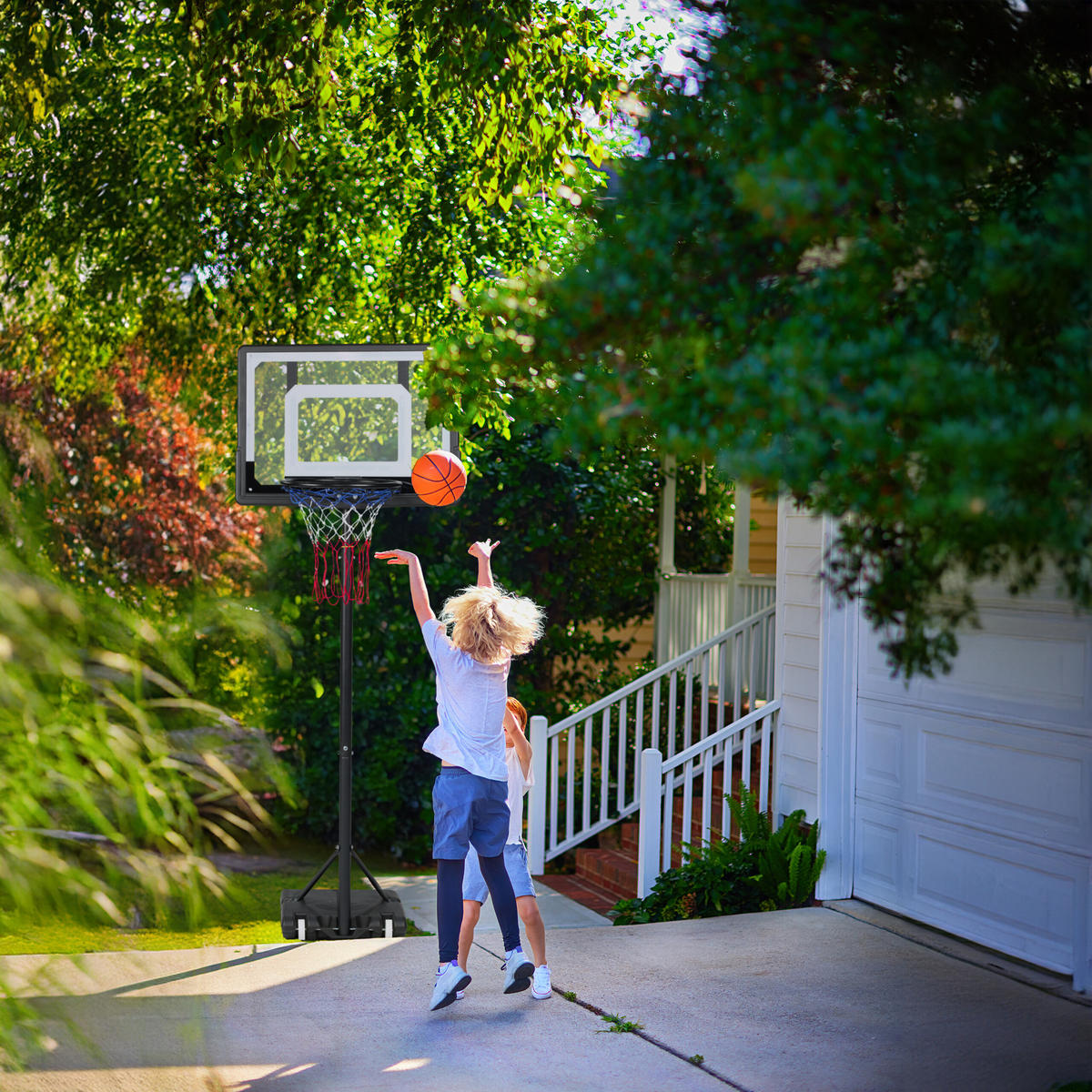 BASKETBALLSTÄNDER - Schwarz, Kunststoff/Metall (82/135cm) - Relaxdays
