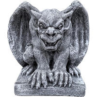 STEINFIGUR Gargoyle auf Sockel frostfest Steinguss - Grau, Stein (22/28/16cm) - stoneandstyle