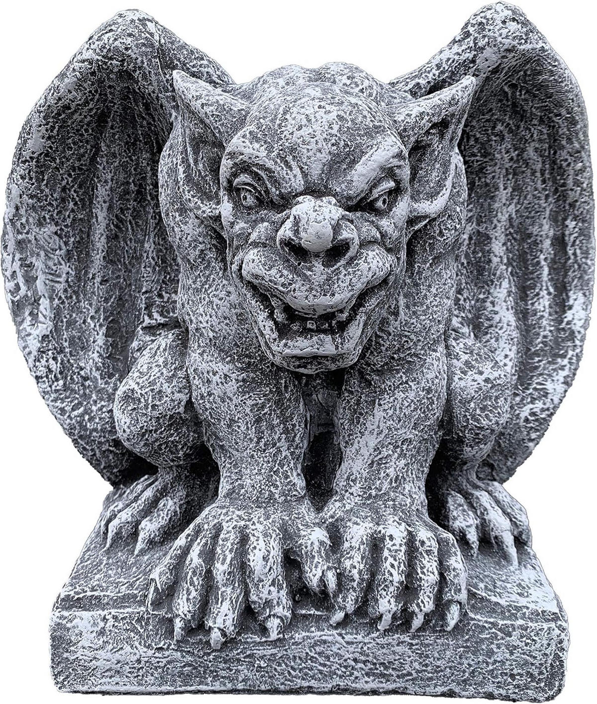 STEINFIGUR Gargoyle auf Sockel frostfest Steinguss - Grau, Stein (22/28/16cm) - stoneandstyle