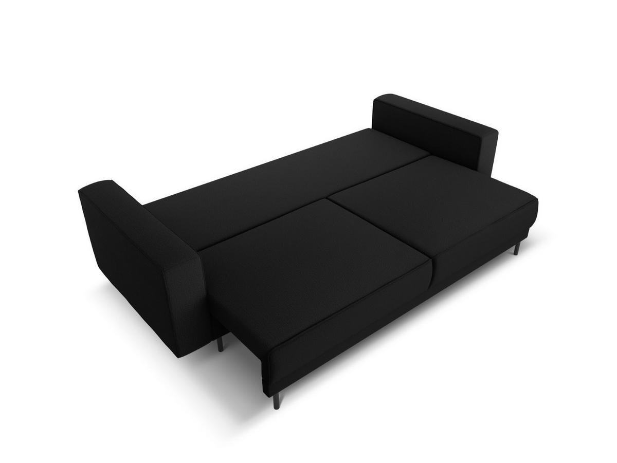 AUSKLAPPBARES-SOFA mit Bettkasten Caro aus strukturiertem Stoff schwarz 3 Sitzplätze - Schwarz, Textil (97/93/236cm) - Micadoni