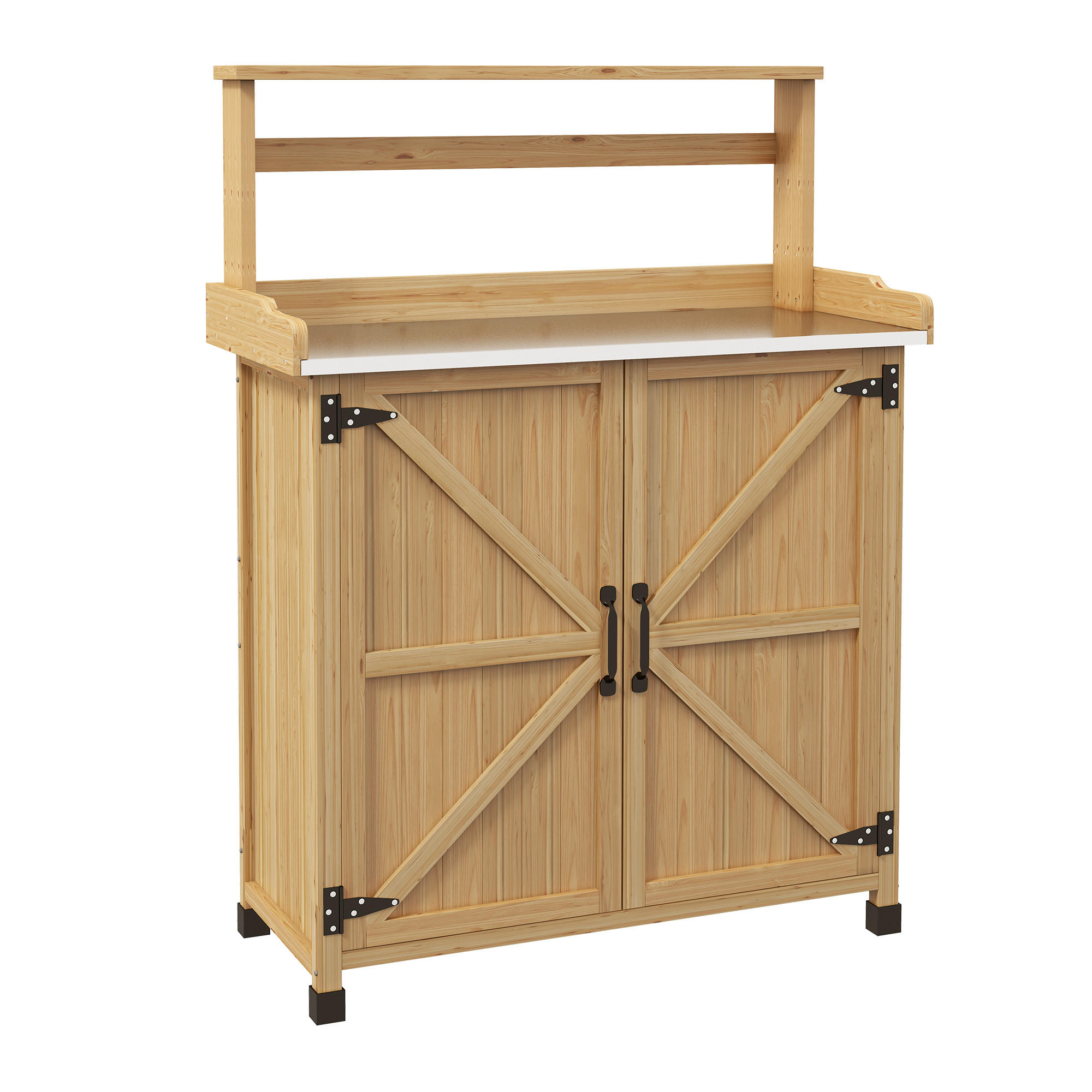 PFLANZTISCH DE-18937 mit Schrank und Regal Gelb - Gelb, Holzwerkstoff (90.5/41/124.5cm) - ComfortXL