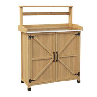 PFLANZTISCH DE-18937 mit Schrank und Regal Gelb - Gelb, Holzwerkstoff (90.5/41/124.5cm) - ComfortXL