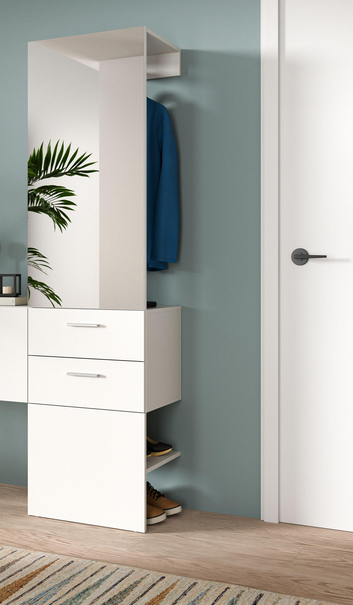 GARDEROBENPANEEL VAGA (B/H/T: ca. 52/190/36 cm) in weiß/weiß - Weiß, Holzwerkstoff (52/190/36cm)