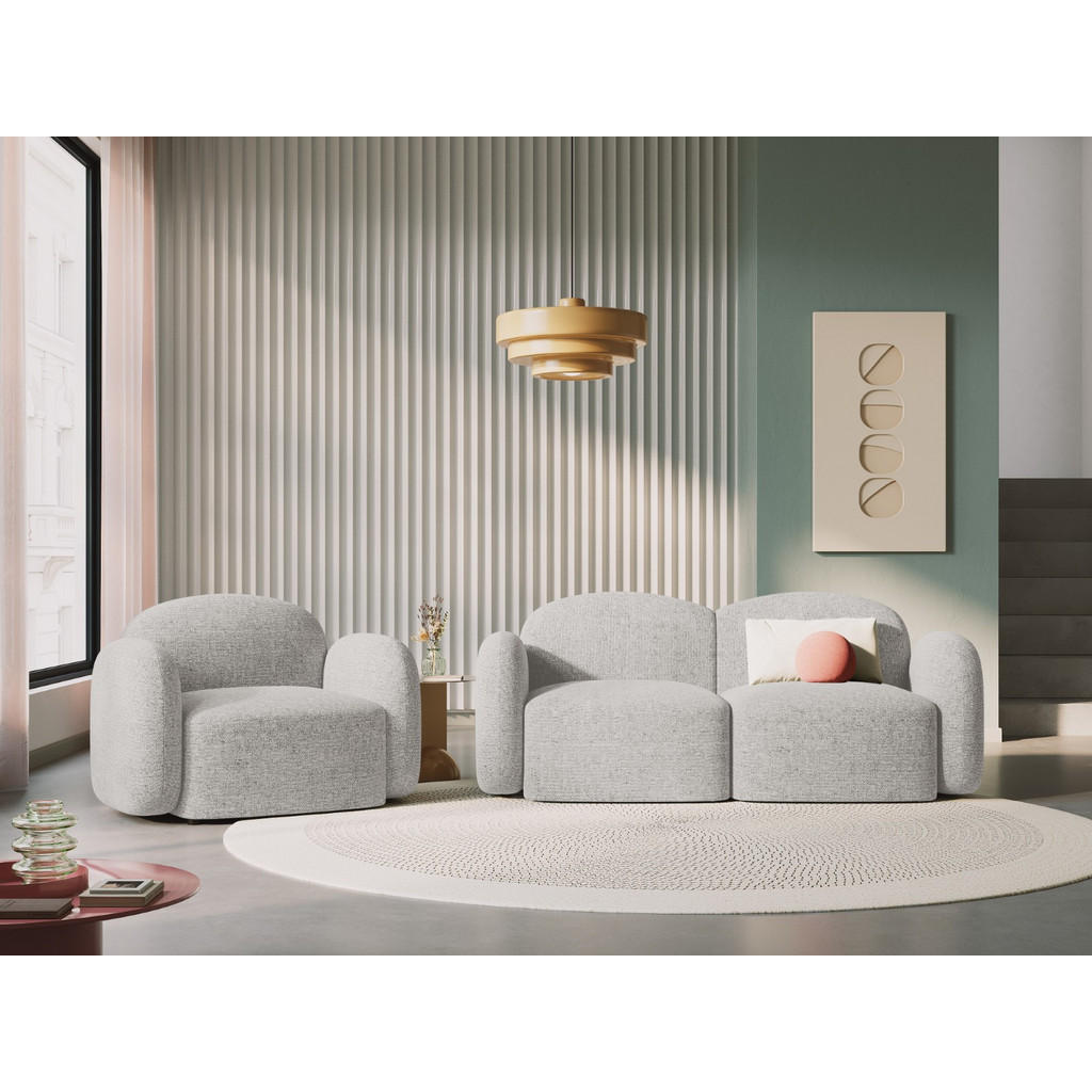 Thumbnail - Micadoni Sofa, Silber, Textil, 2-Sitzer, 87x80x194 cm, Hergestellt in Europa, Oeko-Tex®, Wohnzimmer, Sofas & Couches, So...