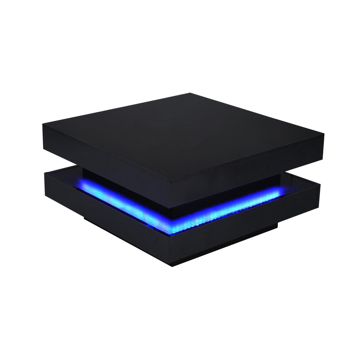 KLUBSKA miza, 70/70/36 cm črna, z LED osvetlitvijo in Bluetooth upravljanjem - črna, leseni material (70/70/36cm) - BEAOK