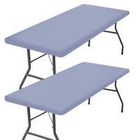 TISCHDECKE 2-teiliges Set Grau 182 x 75 cm - Blau, Textil (182/75/1.5cm)