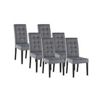 STUHL 6er-Set - Stoff & Holz - Grau - VILLOSA - Grau, Textil (61/100/48cm) - Vente-Unique