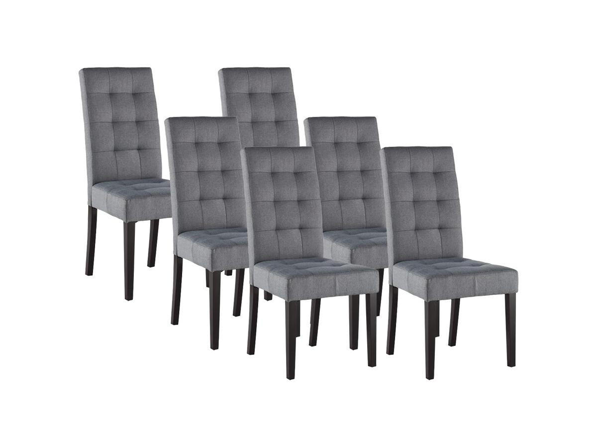 STUHL 6er-Set - Stoff & Holz - Grau - VILLOSA - Grau, Textil (61/100/48cm) - Vente-Unique