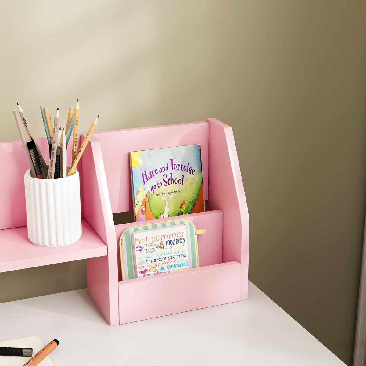SCHREIBTISCH-SET DE-17537 Rosé - Pink, Holzwerkstoff (90/90/45cm) - ComfortXL
