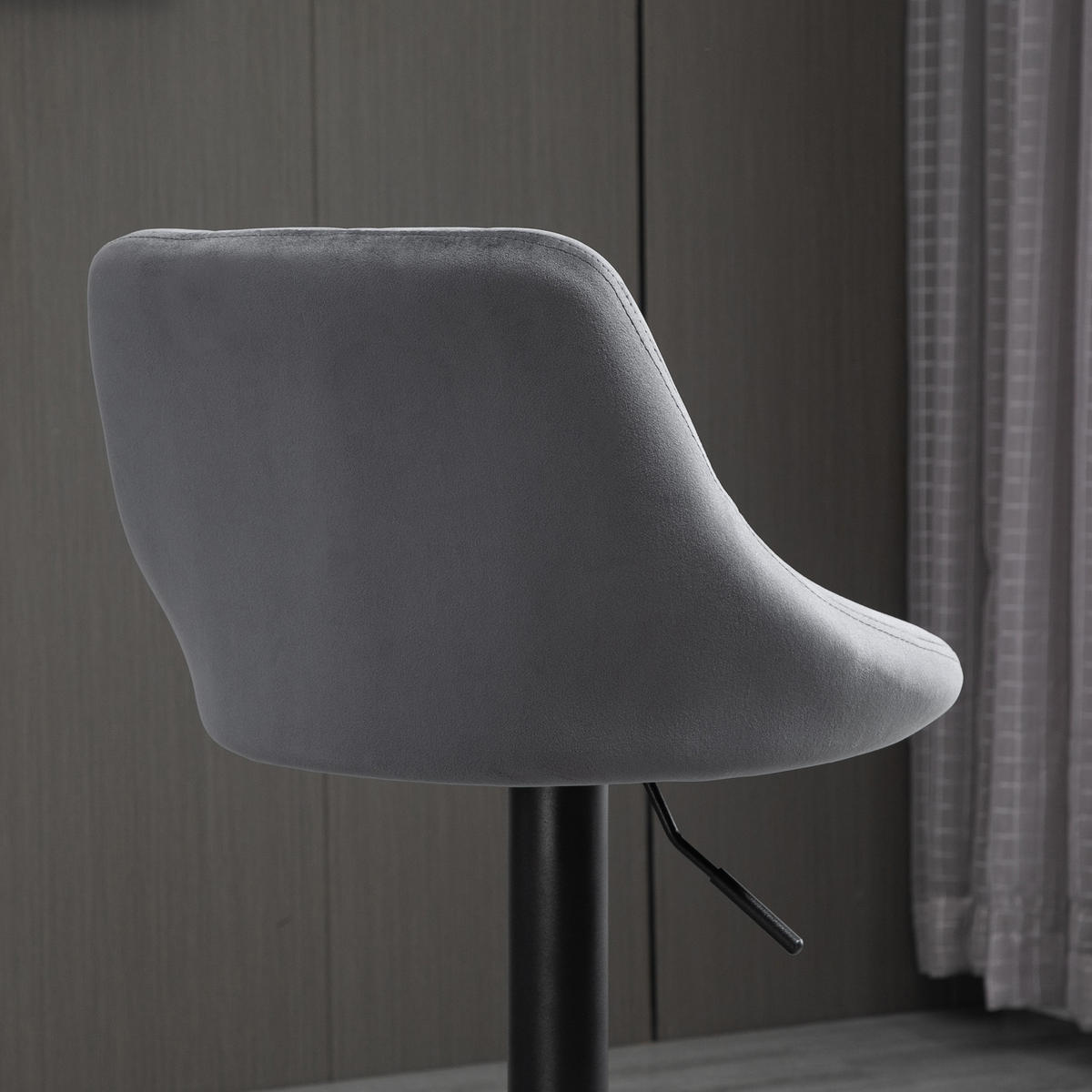 BARHOCKER 2er Set Höhenverstellbar Drehbar Barstühle mit Samtoptik, Dunkelgrau - Dunkelgrau/Schwarz, Textil/Metall (46/104/48cm) - HOMCOM