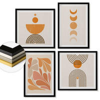 WANDBILDER 4er-Set - 50x50 cm & 40x60 cm Schwarzer Rahmen - Abstrakte orange Formen - Schwarz, Kunststoff (50/50cm) - ArtPrintCave