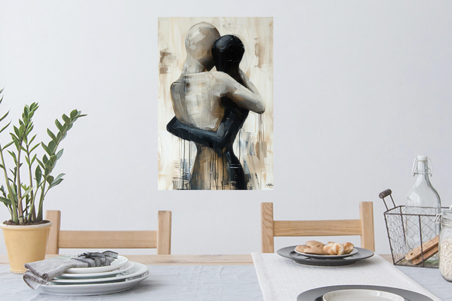 WANDTATTOO Abstrakt - Liebe - Schwarz und weiß - Modern 40x60 cm - Schwarz, Kunststoff (40/60/0.1cm) - MuchoWow