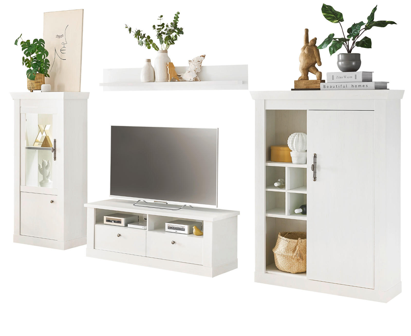 Furn.Design Wohnwand Weiß 334x170x45 cm