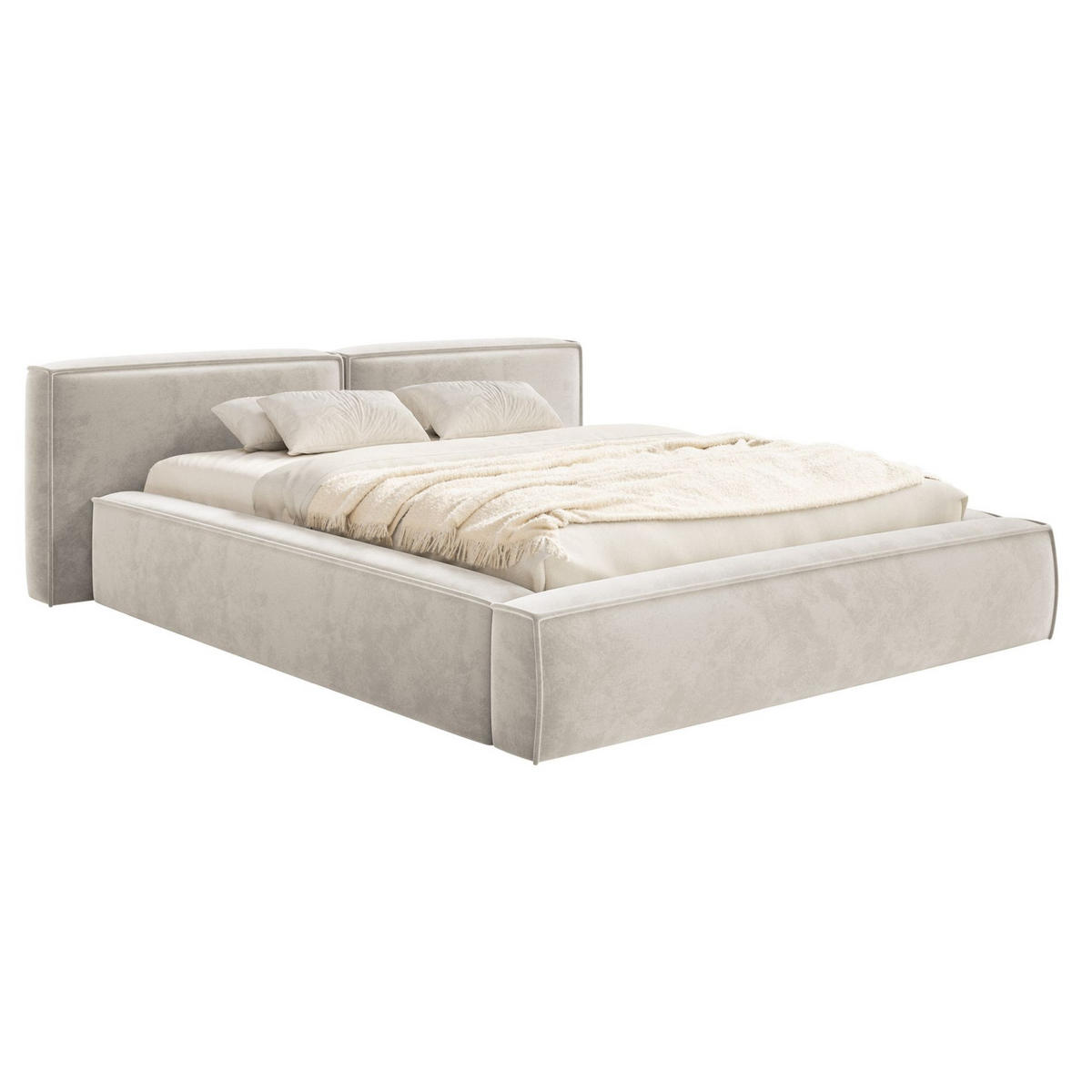 POLSTERBETT Tilves Low Greige 200x200 cm - Taupe/Schwarz, Kunststoff/Textil (200/200cm) - Selsey