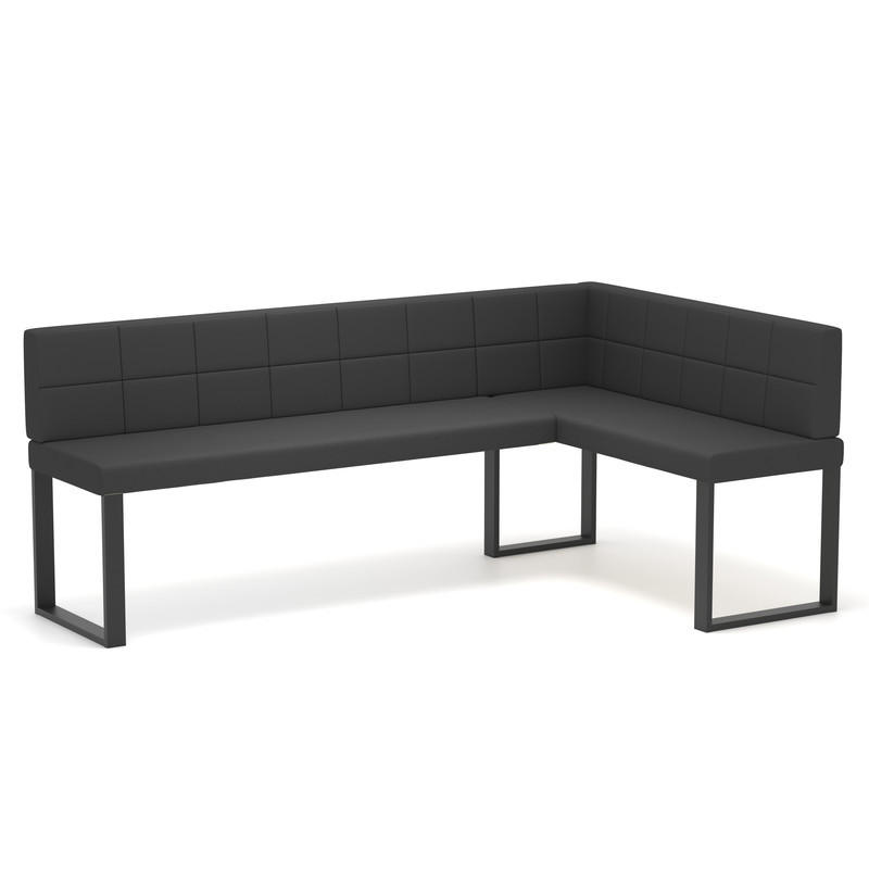 ECKBANK rechts SANA U Kunstleder gesteppt, 168/128 cm Schwarz - Schwarz, Kunststoff/Textil (128/168cm) - Idohome