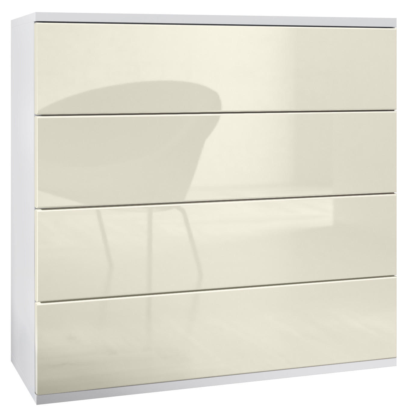 KOMMODE Pavos Creme Hochglanz - Creme, Holzwerkstoff (76/76/35cm) - Vladon