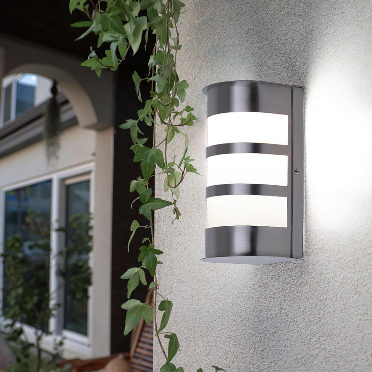 LED AUSSEN-WANDLEUCHTE Edelstahl Silber - Silberfarben, Kunststoff/Metall (13/23/12cm)