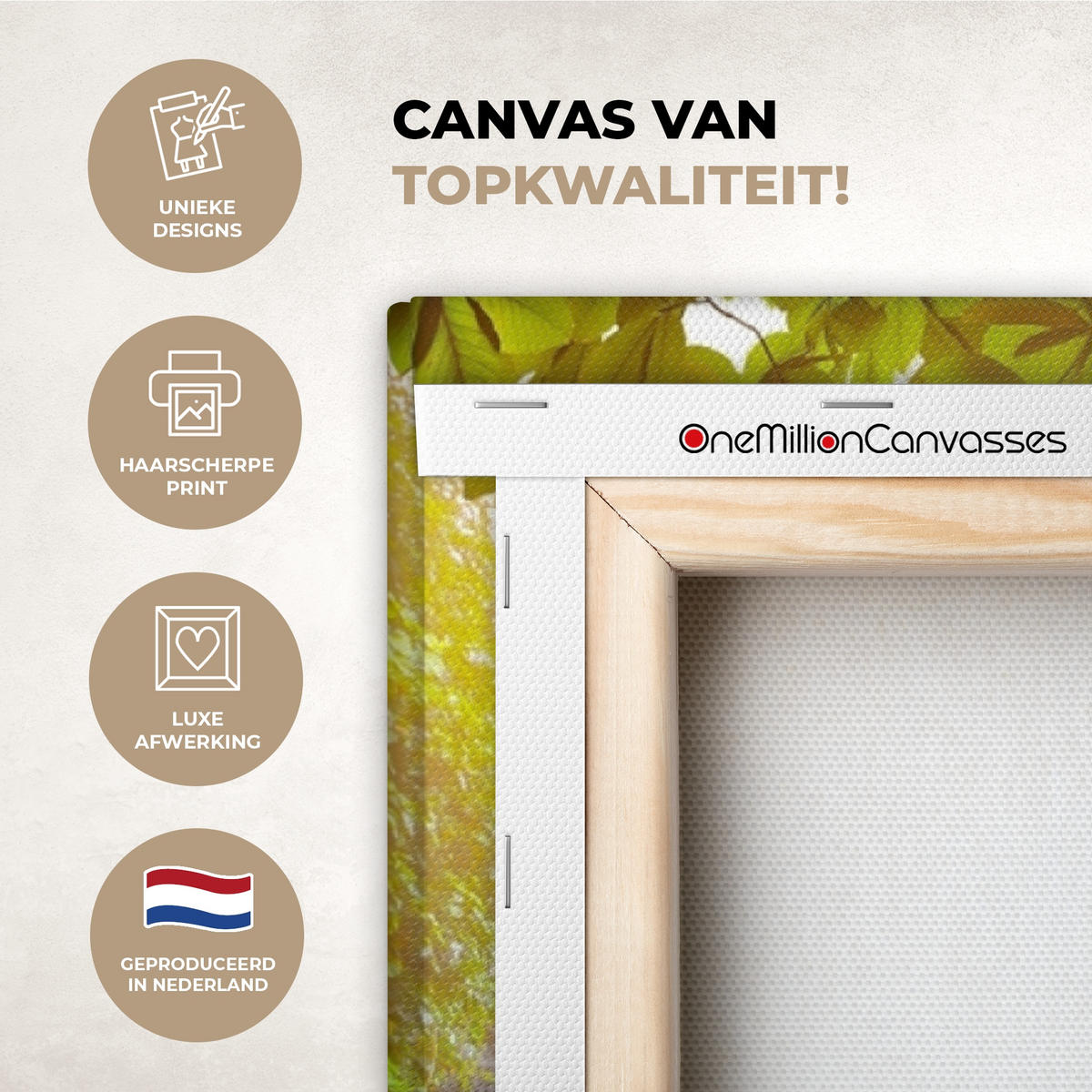 LEINWANDBILD Natur - Wasserfall - Pflanzen - Bäume - Sonne Deko XXL 80x120 cm - Olivgrün, Textil (80/120cm) - MuchoWow