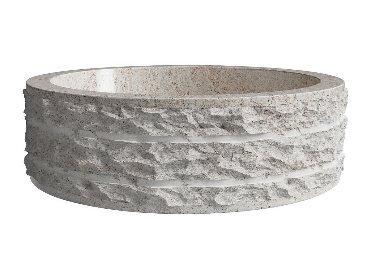 AUFSATZWASCHBECKEN aus Marmor - Cremefarben - 40 cm - CIRILA - Creme, Stein (40/12/40cm) - Vente-Unique