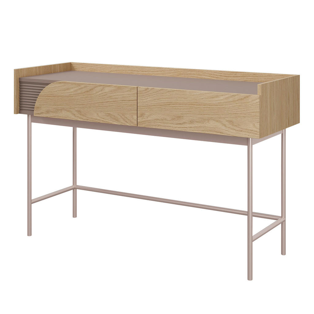 Beautysofa KONZOLOVÝ STOLEK Camel se 2 zásuvkami a rýhovaným detailem, 120 cm, jarní dub + Toffee