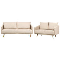 5-SITZER-SOFA SET Samtstoff beige mit goldenen Beinen Maura - Beige/Goldfarben, Textil (78/78/185cm) - Beliani
