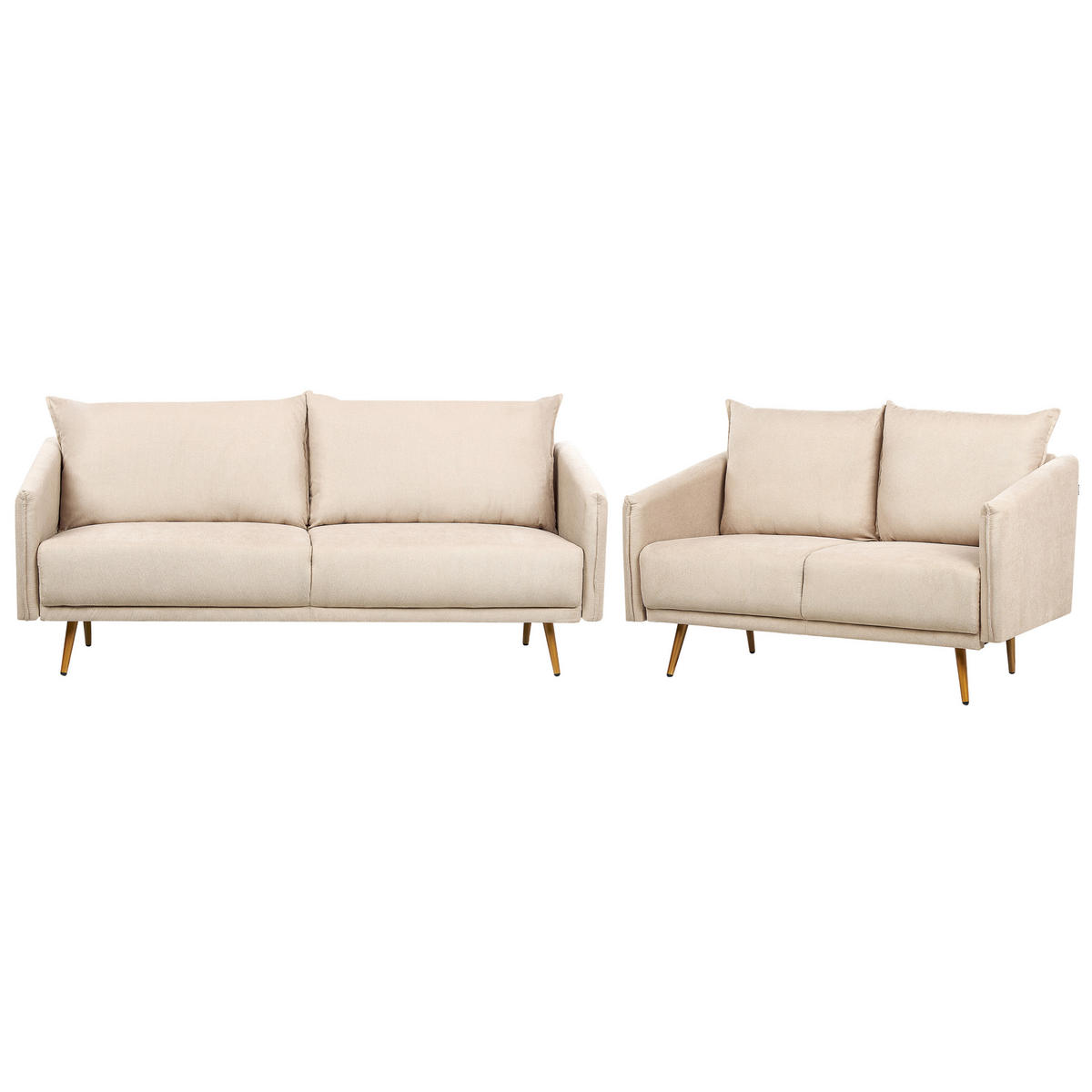5-SITZER-SOFA SET Samtstoff beige mit goldenen Beinen Maura - Beige/Goldfarben, Textil (78/78/185cm) - Beliani