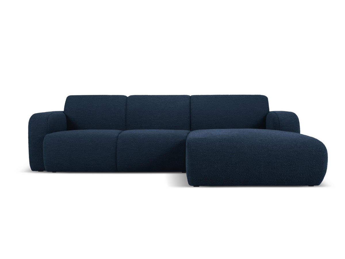 ECKSOFA rechts Molino aus Boucle dunkelblau 4 Sitzplätze - Dunkelblau, Textil (170/250cm) - Micadoni