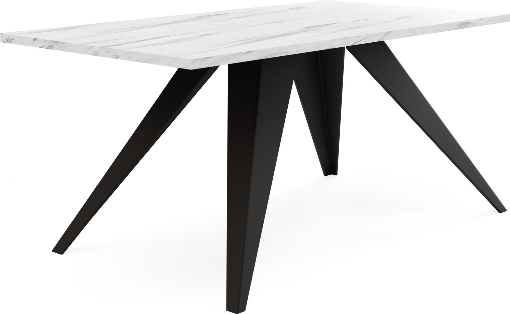 COUCHTISCH Vance rechteckig, Marmor Weiß 120/60/48 cm - Ecru/Schwarz, Holzwerkstoff/Metall (60/120/48cm) - WFL GROUP