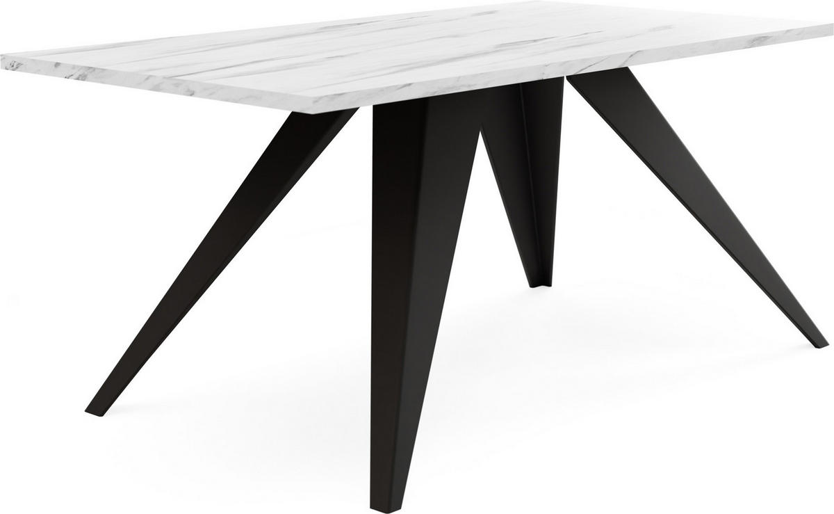 COUCHTISCH Vance rechteckig, Marmor Weiß 120/60/48 cm - Ecru/Schwarz, Holzwerkstoff/Metall (60/120/48cm) - WFL GROUP