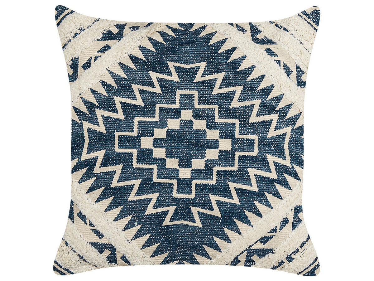DEKOKISSEN 2er-Set Blau 50/50 cm Safi - Blau, Naturmaterialien/Textil (50/50cm) - Beliani