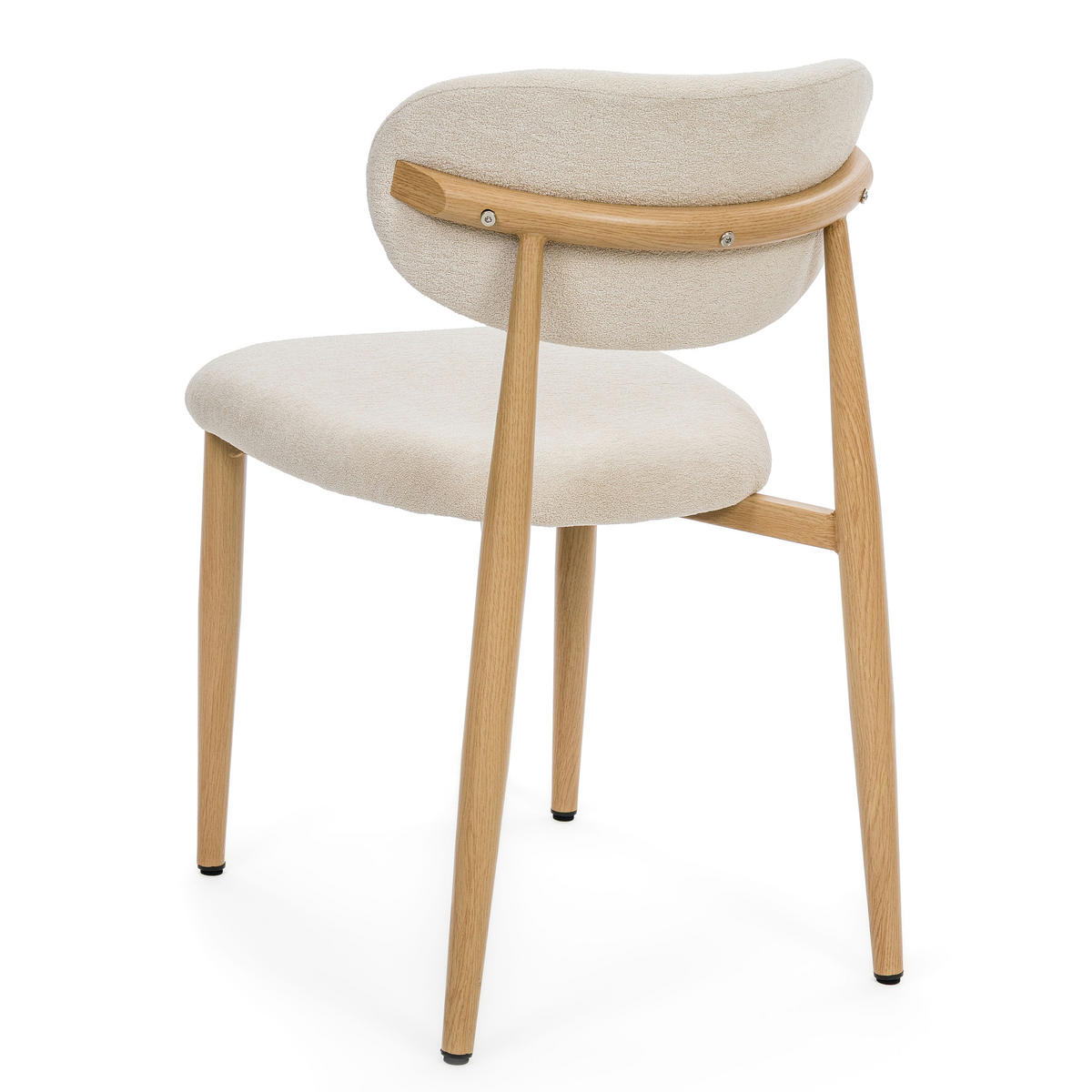 STUHL ALMO gepolstert Beine in Holzoptik - hellbeige - Boucle - Eichefarben/Beige, Textil/Metall (47/77/54cm) - NEW HOME