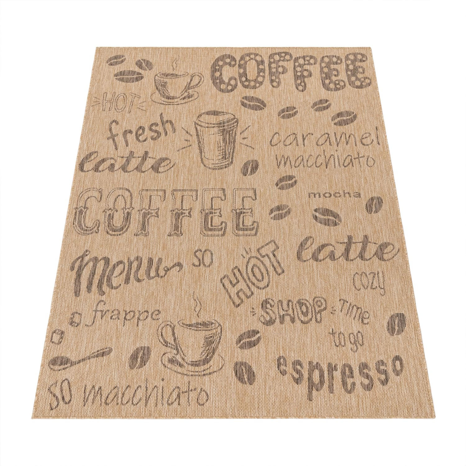 TEPPICH Kurzflor Schriftzug Wohnzimmer schmutzabweisend Beige Läufer 80x150 - Beige, Textil (80/150cm) - KADIMA DESIGN