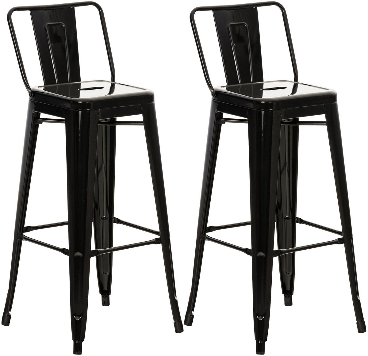 BARHOCKER 2er Set Metall Schwarz - Schwarz, Metall (44/96/43cm) - CLP