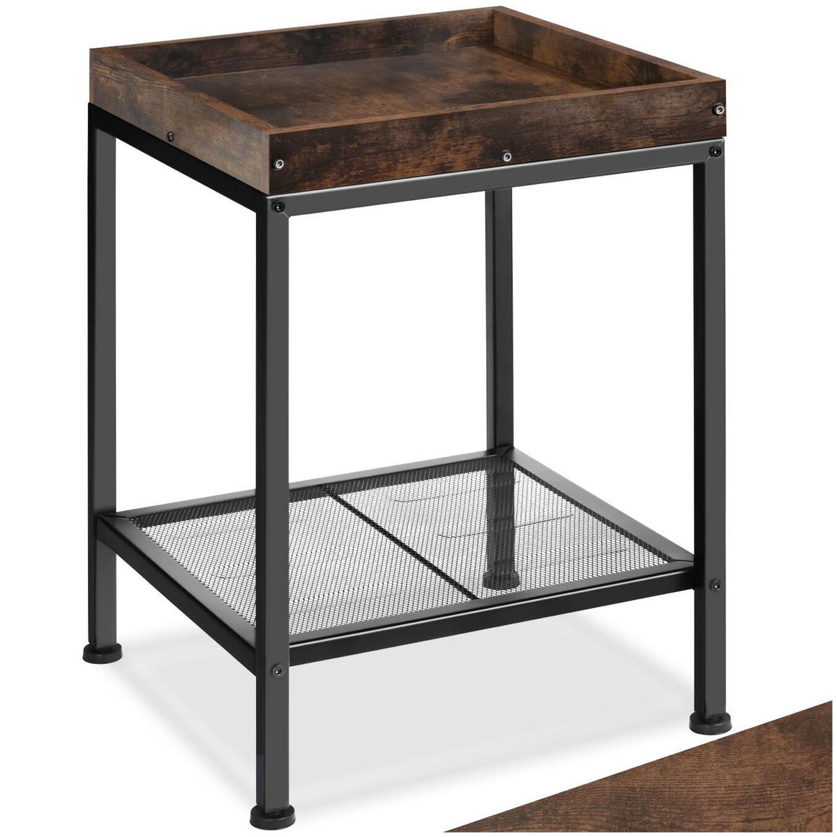 BEISTELLTISCH Rochester,41,5 x 41 x 56 cm,Industrial Holz dunkel, rustikal - Rostfarben, Holz (41.5/41/56cm) - tectake