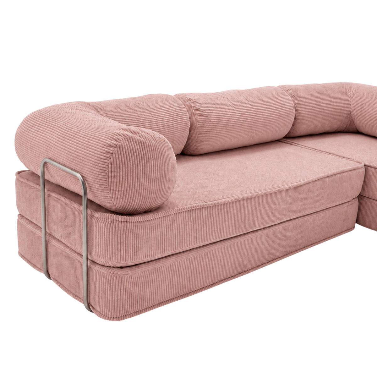 ECKSOFA Cord 300 x 200 cm Rosa mit Schlaffunktion - Pink, Textil (300/200cm) - SURB