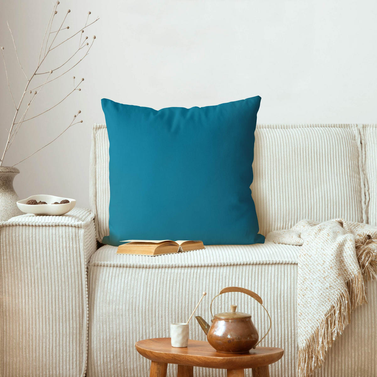 DEKOKISSEN Petrol 50/50 cm - Petrol, Textil (50/50/10cm) - Bilderwelten