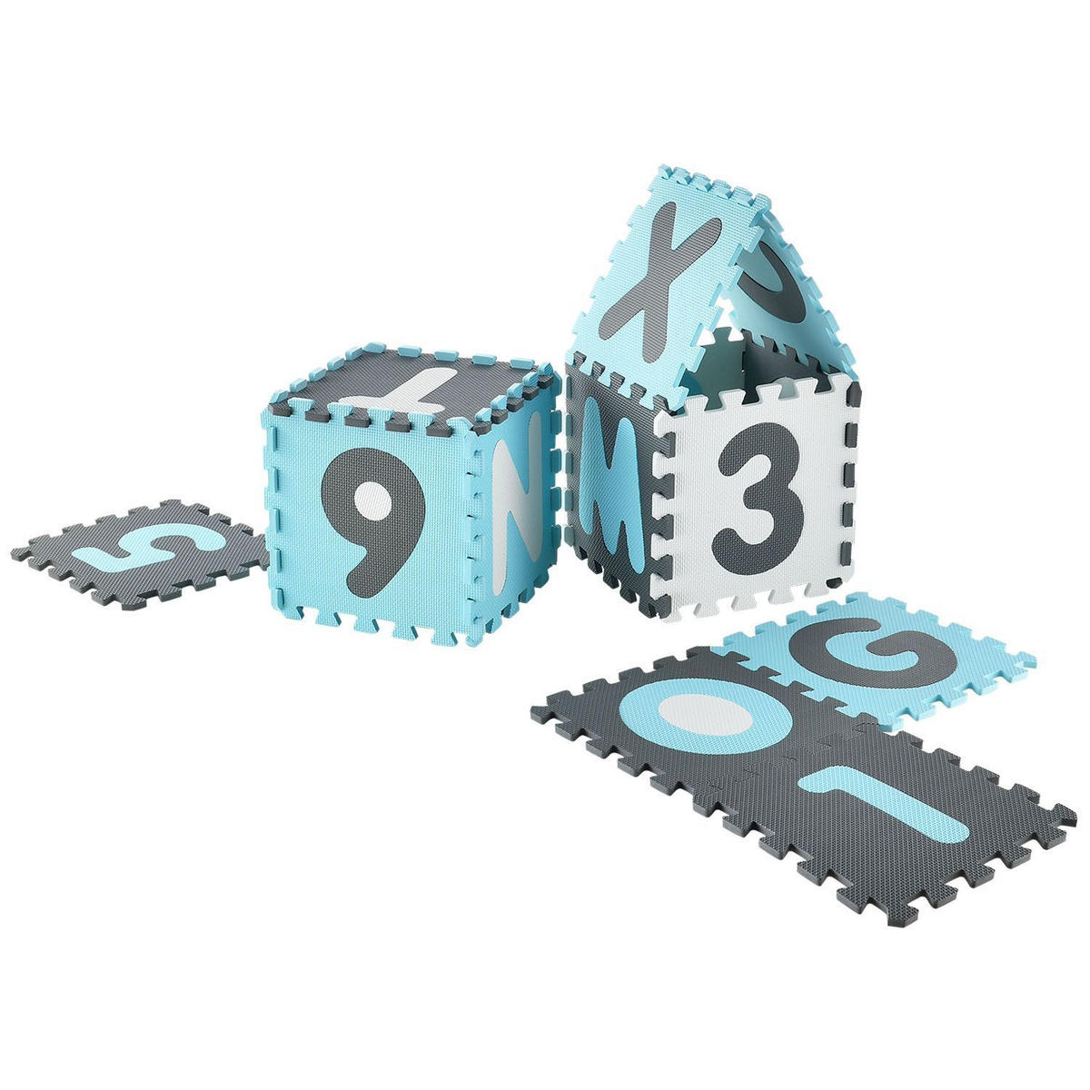 KINDER PUZZLEMATTE Noah (36 Teile) - Blau, Kunststoff (189/1/189cm) - Juskys