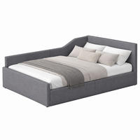 TAGESBETT mit Stauraum 140x200 cm Leinen Grau - Grau, Metall (140/200cm) - Meubliv