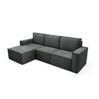 ECKSOFA Orto Dunkelgrau, Dreisitzer Kordecksofa linke seite - Dunkelgrau, Holzwerkstoff/Textil (180/142cm) - Bettso