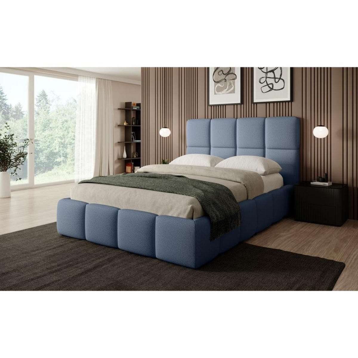 POLSTERBETT Nostro mit Bettkasten 160x200 cm hellblau - Schwarz/Hellblau, Textil (160/200cm) - Beautysofa