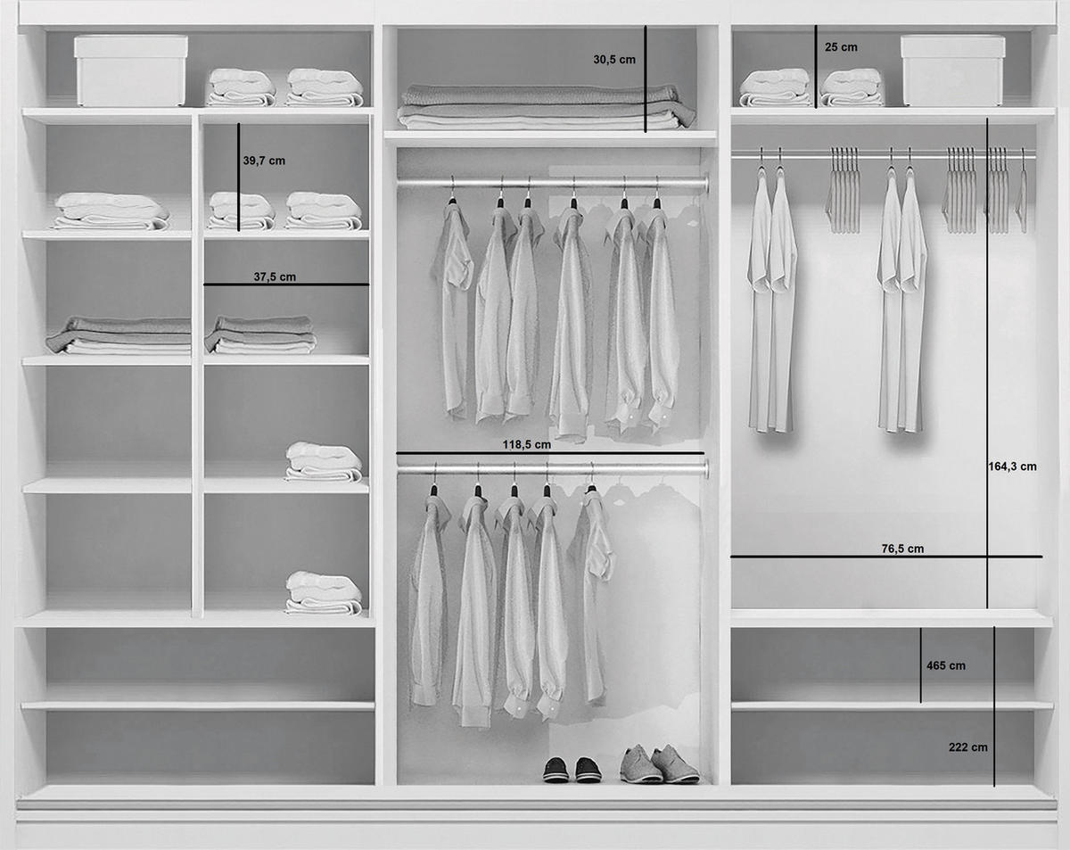 SCHIEBETÜRENSCHRANK A25 - Weiß - Weiß, Holzwerkstoff (278/245/62cm) - BM-Möbel