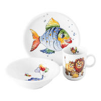 KINDERGESCHIRR SET Compact Bunte Tierwelt bunt 3-tlg. - Multicolor, Keramik (21.4/20.5/21.4cm) - Seltmann Weiden