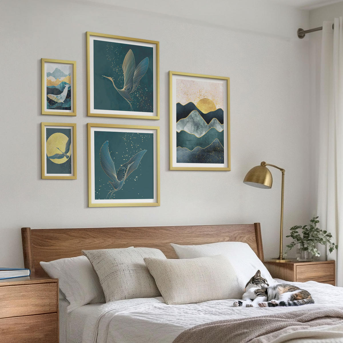 WANDBILDER 5er Set - 50x50 cm & 20x30 cm & 40x60 cm Goldrahmen - Familie, Liebe, Wärme, Zuhause - Goldfarben, Kunststoff (40/60cm) - ArtPrintCave