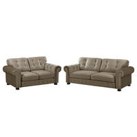 POLSTERGARNITUR (3-2) - Samt - Hellbraun, Textil (1/1/1cm) - home24