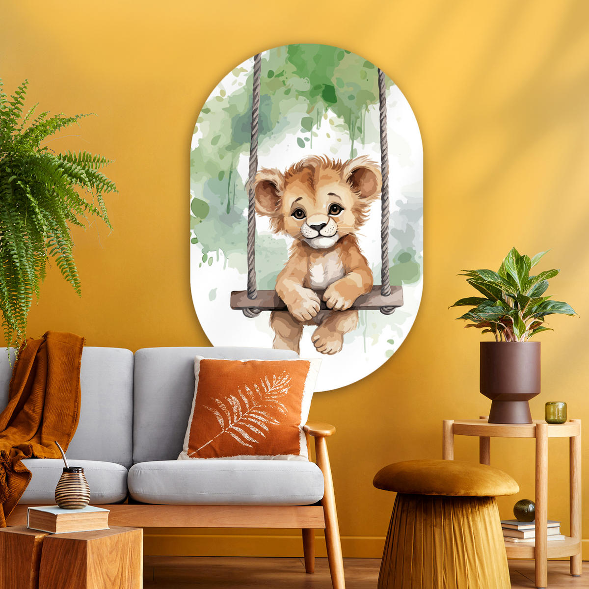 WANDBILD Löwe - Tier - Kinder - Dschungel 80x120 cm - Hellbraun, Kunststoff (80/120cm) - MuchoWow