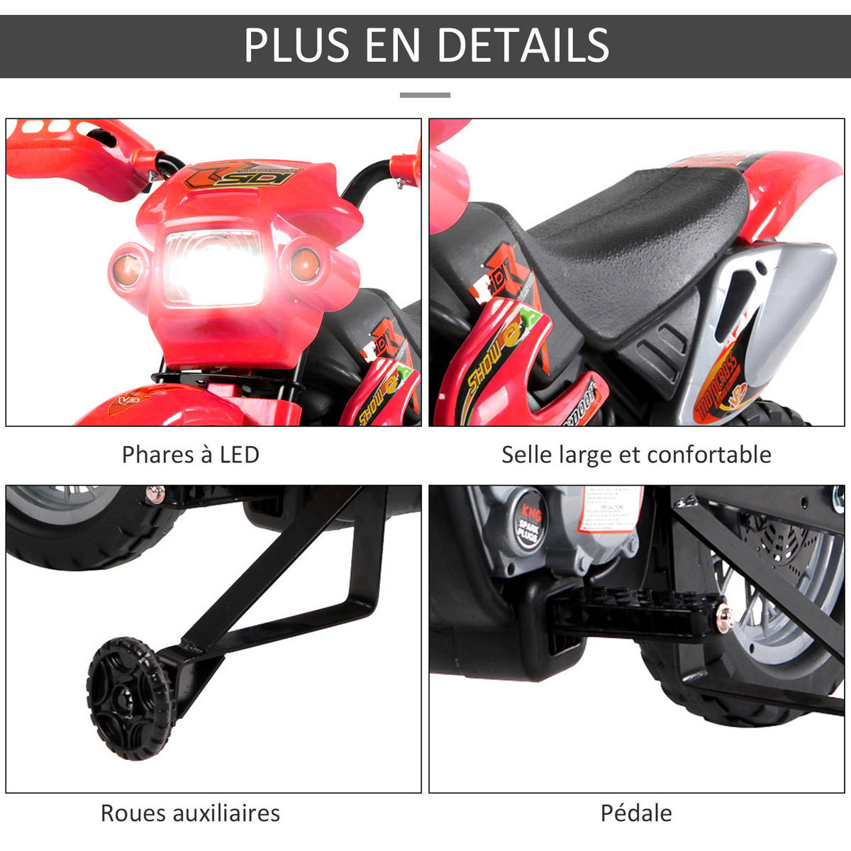 ELEKTRO-MOTORRAD DE-13170 Licht & Sound Rot - Rot, Metall (102/53/66cm) - ComfortXL