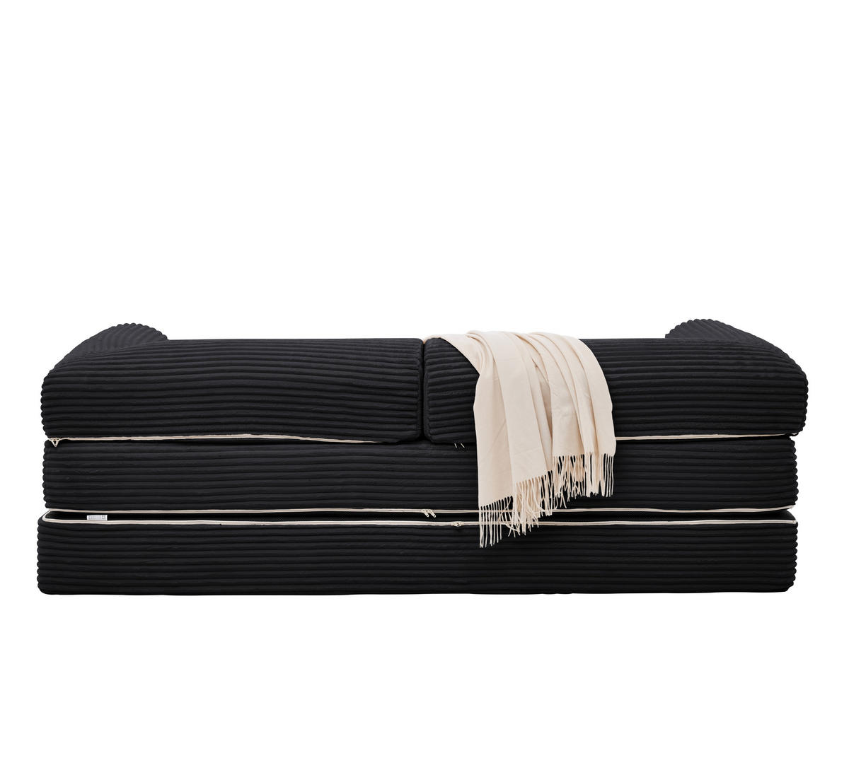 SCHLAFSOFA Cordstoff, 2-in-1 Klappsofa, 2-Sitzer, Sofabett 190×156 cm, Schwarz - Schwarz, Textil (190/65/78cm) - LVHOM