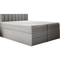 KONTINENTALBETT 100x200 cm mit Schubladen und Taschenmatratze, MIAMI, Visco Topper 5 cm, Grau - Grau, Holzwerkstoff/Kunststoff (100/200cm) - Trada